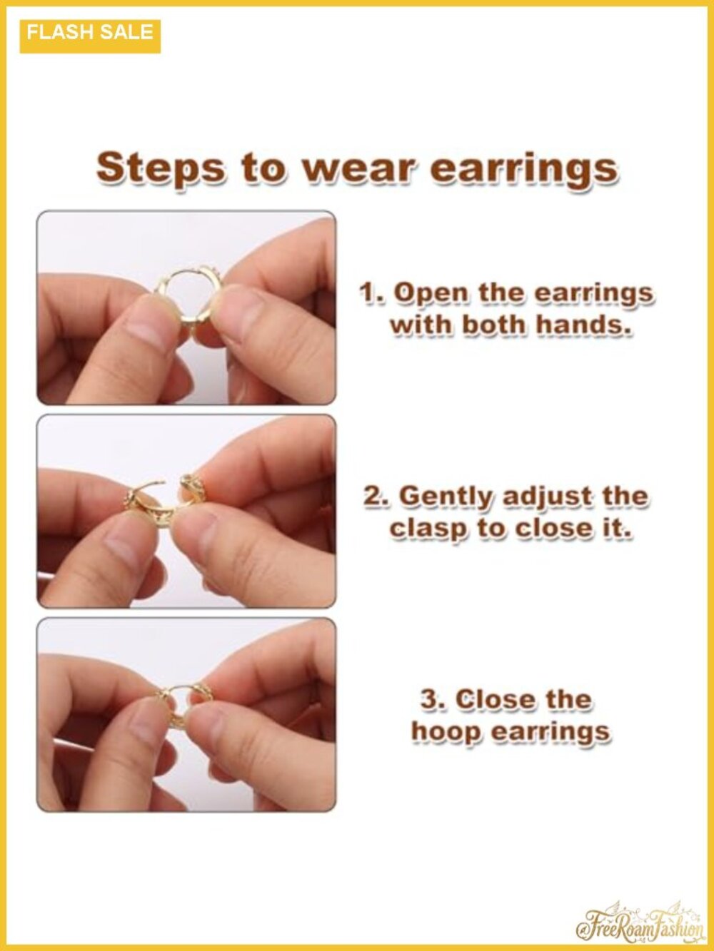 Gold Plated Hoop Earrings for Women, Lightweight Copper Push Back - Picture 3 of 5